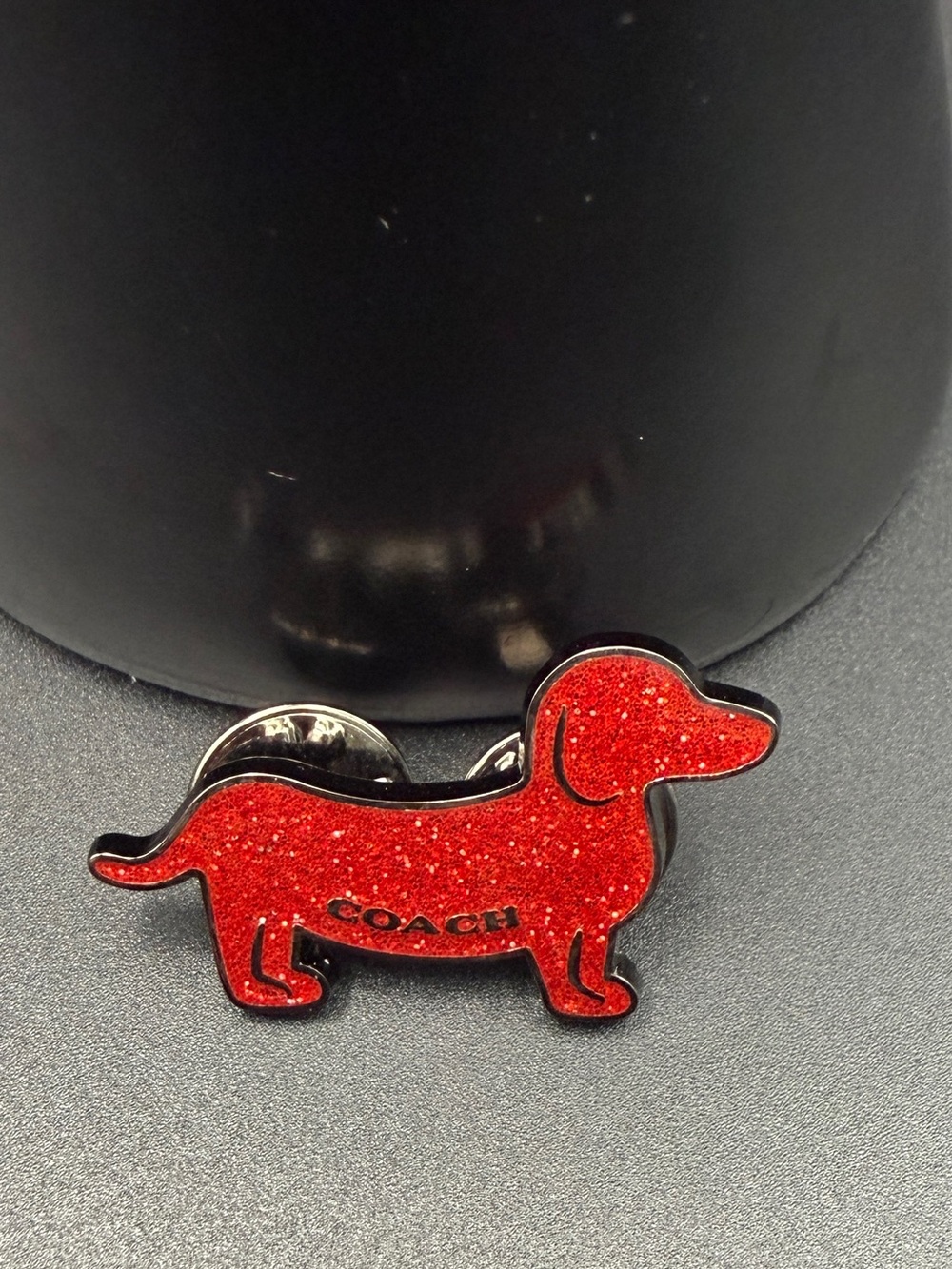 Coach Red Glitter Dachshund Enamel Pin